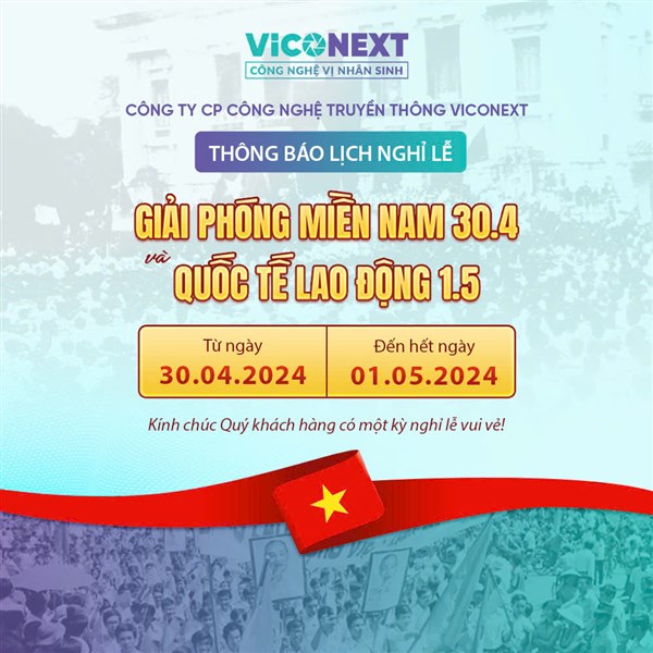 THÔNG BÁO LỊCH NGHỈ LỄ 30/4 & 1/5 NĂM 2025