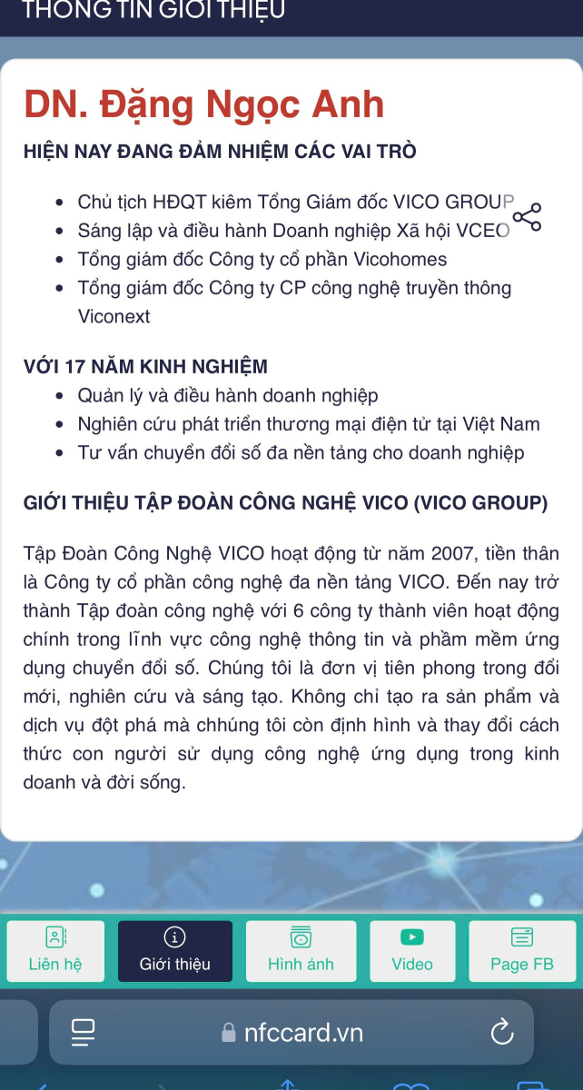 Tùy chỉnh thông tin hiển thị NFC card